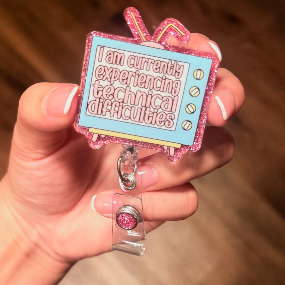 Pink Glitter TV Badge Reel